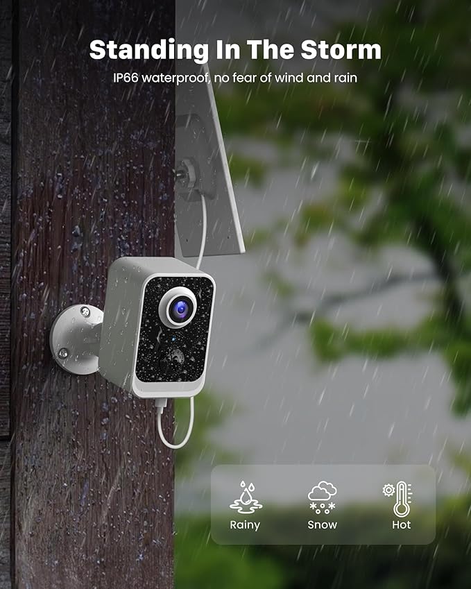 PEEIPM Security Cameras Wireless Outdoor Solar: Battery Power Cameras for Home Security WiFi Seguridad Camara System Kit Surveillance Monitor with Motion Sensor Flood Light Alarm & Color Night Vision