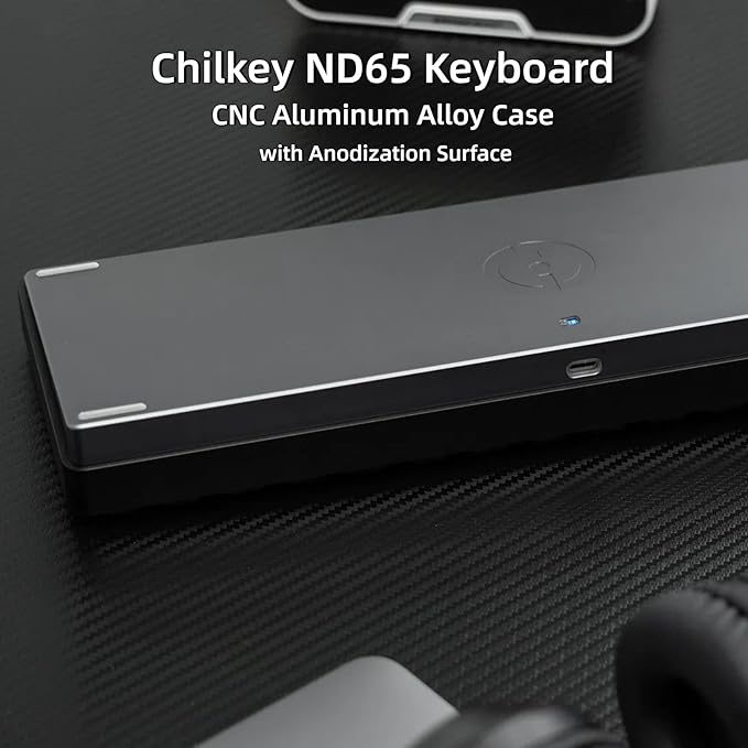 OOCTPK Chilkey ND65 Wireless Aluminum Mechanical Keyboard, 65% Layout Portable Gaming Keyboard, Tri-Mode BT5.0/2.4GHz/USB-C Hot Swappable Custom RGB Backlit Key Board for Laptop Office PC - Black