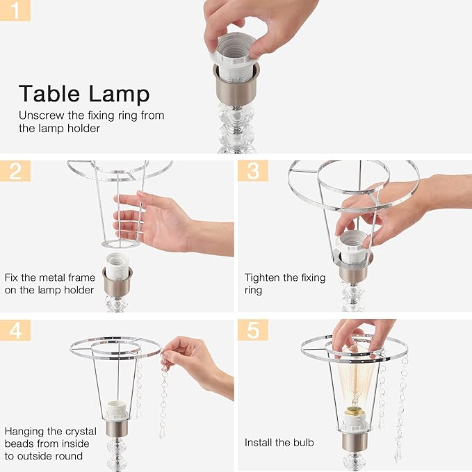 Crystal Table Lamps for Bedroom Nightstand - Touch Bedside Lamps with Two USB Charging Ports Silver, 3 Way Dimmable Small Glam Lamp for Girls, Night Stand Lamp for Living Room