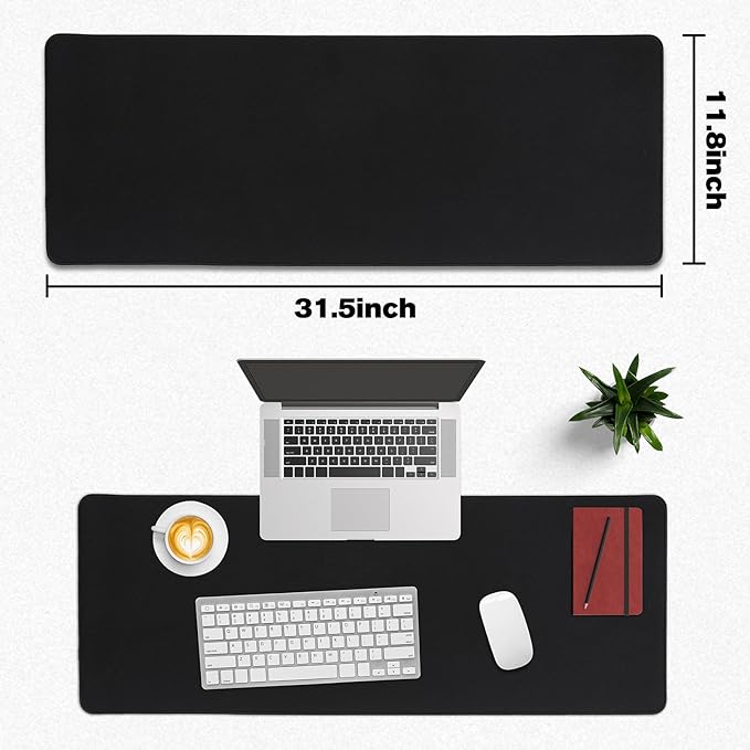 Mouse Pad Gaming - Desk Mat for Keyboard and Mouse - Black Large Mouse Pads for Desk, Gaming Mousepad with Non-Slip Base, Desks Pad (31.5" X 11.8") for Game, Office and Home