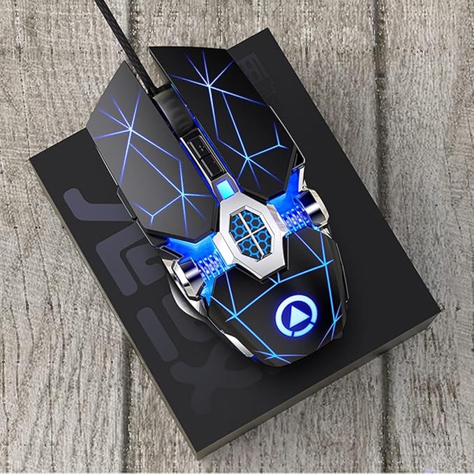 Gaming Mouse Wired Game Mice USB Silent Optical Mouse 3200DPI RGB Colorful Gradient Backlit 7 Buttons for Desktop Laptop Computer Gamer PC Windows Mac