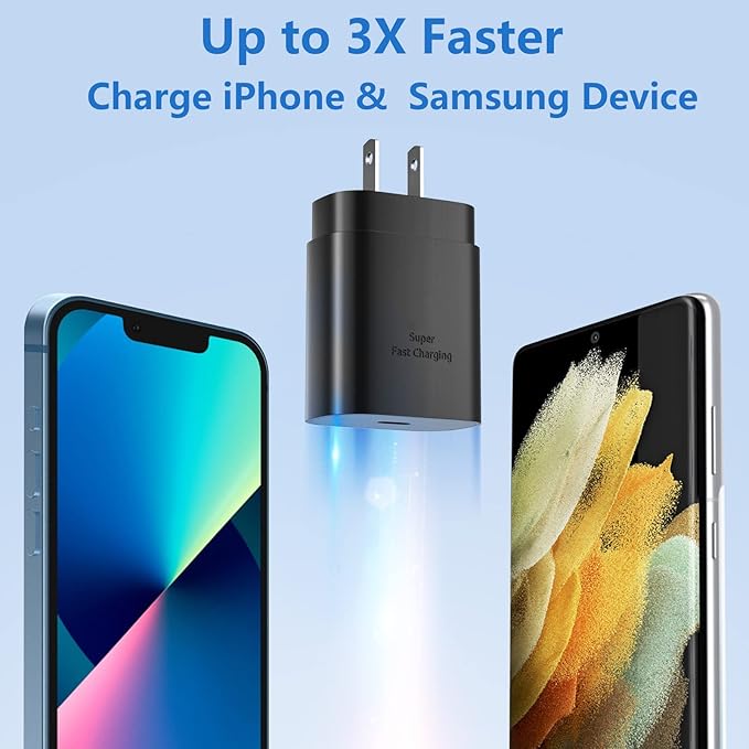 USB C Wall Charger Adapter, Costyle 3 Pack PD 25W Super Fast Charger Type C Charging Block For Samsung Galaxy S25/S24/S23/S22/S21/S20 Ultra/Plus/S20FE/S10/A13/A53/A71/Note 20 Ultra/10,Pixel 7/6A-Black