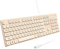 Wired USB Keyboard, Comfortable Quiet Chocolate Keys, Durable Ultra-Slim Computer Keyboard Wired(QWERTY) for PC, Windows 11/10/8/7/XP (Milk Tea, Wired Keyboard for Windows)