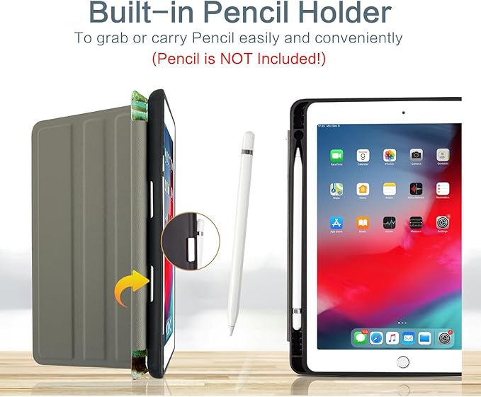 Vimorco Case for iPad Air 3rd 2019, for iPad Pro 10.5 inch 2017/2019, for iPad 9th/8th/7th Generation 10.2 inch,4 Viewing Angles,Pencil Holder,Full Protective Cover,Auto Sleep/Wake,Water Lily and Cat
