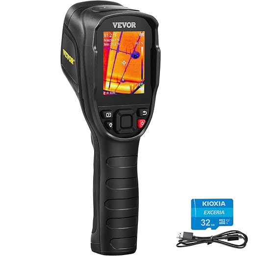 VEVOR Thermal Imaging Camera, 240x180 IR Resolution with 2MP Visual Camera, 20Hz Refresh Rate Infrared Camera with -4℉~1022℉ Temperature Range, 64G Built-in SD Card and Rechargeable Li-ion Battery