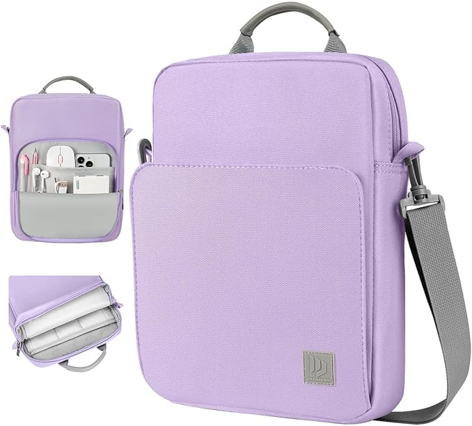 Dadanism 13 Inch Tablet Sleeve Bag with Shoulder Strap & Handle for New iPad Air 13" M4/M3 2026/2025, iPad Pro 13" M5/M4 2025/2024, iPad Pro 12.9", Galaxy Tab S10+/S9 FE+/S9+ 12.4", Grey Purple