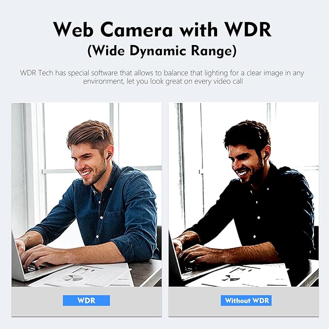 TOALLIN 4K AI Webcam with WDR, Auto Light Correction, AI Tracking with Auto-Framing, Auto-Focus, 5X Adjustable Digital Zoom, Built-in Dual Noise-Canceling Mics, 92° FOV Webcam for Online Video Calls