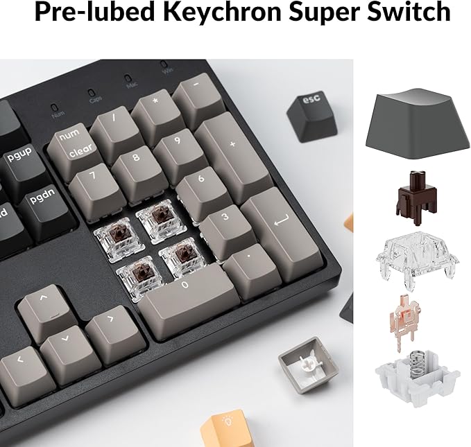 Keychron C2 Pro Wired Custom Mechanical Keyboard Full Size Layout QMK/VIA Programmable Macro RGB Backlit with Hot-Swappable Keychron K Pro Brown Switch OEM Profile PBT Keycaps for Mac Windows Linux