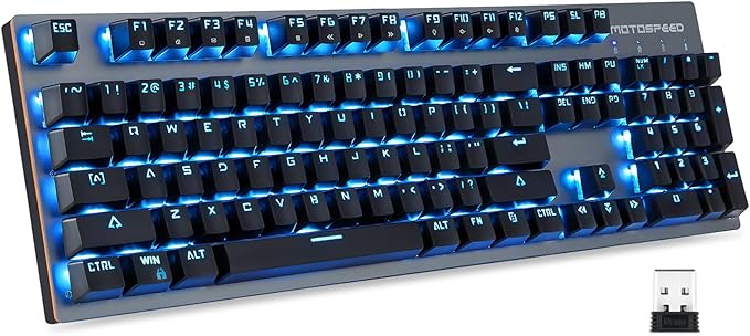 MOTOSPEED 2.4GHz Wireless/USB Wired Mechanical Keyboard 104Keys Led Backlit Brown Switches Gaming Keyboard for Gaming and Typing,Compatible for Mac/PC/Laptop