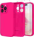 Magnetic for iPhone 15 Pro Max Case, Compatible with MagSafe, [Full Camera Protection][Screen Protector] Silicone Shockproof Protective Phone Case for iPhone 15 Pro Max 6.7", Hot Pink