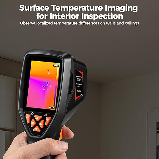 Handheld Thermal Imaging Camera 320×240 Super Resolution, 25HZ Refresh Rate, High/Low Temp Alarm, 8H Battery Life for Water Leak Detection, Hidden Moisture and Home Inspection