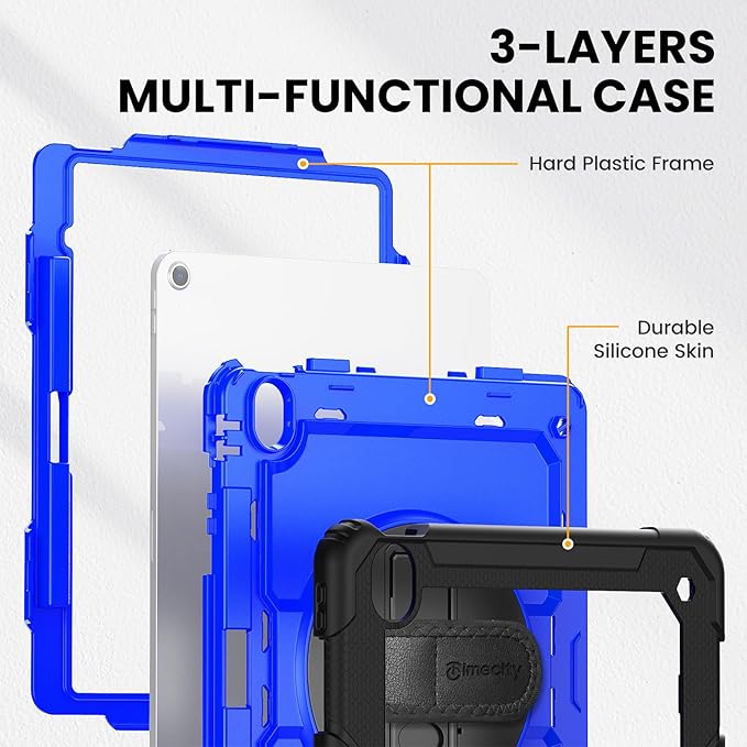 timecity for iPad Air 13 Inch Case M4 2026/ M3 2025/ M2 2024, 360° Rotating Stand, Pencil Holder & Wireless Charging, Shockproof with Screen Protector & Shoulder Strap - for Designers, Dark Blue