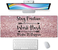 Inspirational Quotes Gaming Mouse Pad, Large Mouse Pads for Desk, Non-Slip Rubber Base Mousepad, Desk Pad with Stitched Edges, 31.5x11.8inch, Stay Positive Work Hard and Make It Happen