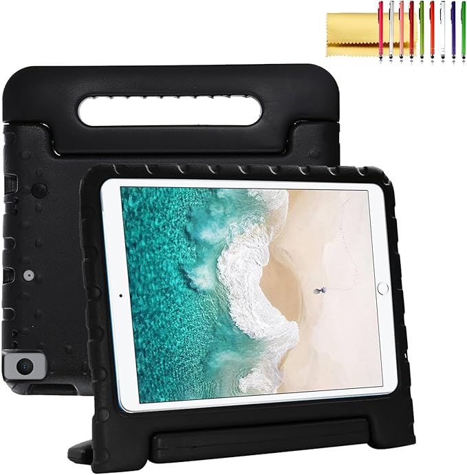 Dteck Kids Case for iPad 10.2 - Shockproof Rugged EVA Handle Stand Child Proof Case for iPad 9/8/7 Generation, Black