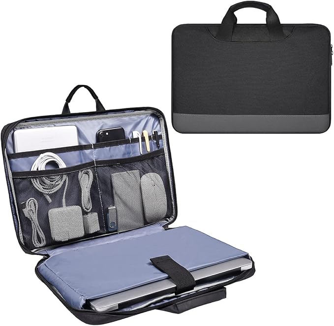 14 15 Inch Waterproof Laptop Sleeve Men Women TSA Briefcase for MacBook Pro 14 M5/M4/M3/M2/M1, Macbook Air 15 M5/M4/M3, Dell Inspiron 14/XPS 15, Lenovo Acer HP ASUS Chromebook 14 Carring Case, Black
