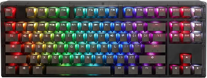 Ducky One 3 TKL Aura Clear Black Hotswap RGB Double Shot PBT Mechanical Keyboard Cherry MX Blue