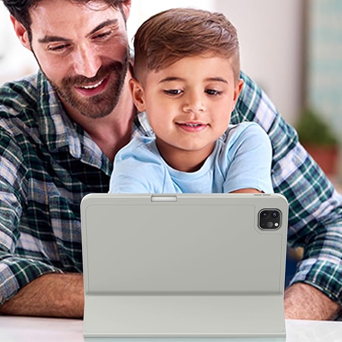 ZryXal iPad Pro 11 Inch Case (M5) 2025/ (M4) 2024 (Model: A2836/A2837/A3006), Trifold Stand Smart Cover with Pencil Holder and Soft TPU Back, Auto Wake/Sleep (Smoky Gray)