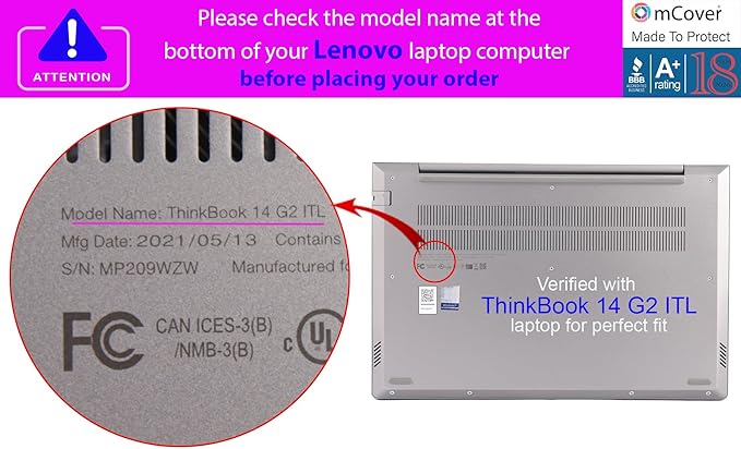 mCover Case ONLY Compatible for 2021~2023 14" Lenovo ThinkBook 14 G2 / G3 / G4 / G5 Series Notebook PC (NOT Working with Other Lenovo Models) - Aqua