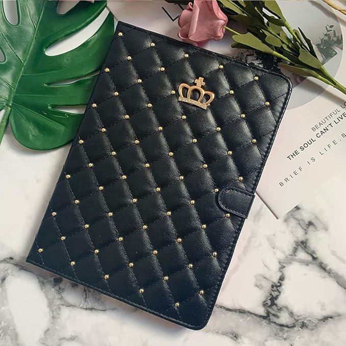 Changjia for iPad Pro 11 inch Case 2022(4th Gen)/2021(3rd Gen)/2020(2nd Gen)/2018 (1st Gen),Cute Crown Bling Diamond PU Leather Smart Auto Sleep/Wake Stand Shockproof Cover for iPad Pro 11 Inch, Black