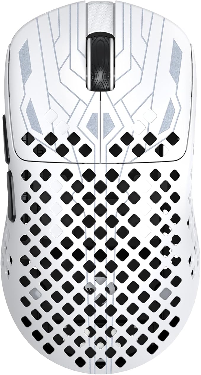 ATTACK SHARK MAMBASNAKE M2 Wireless Gaming Mouse,41g Ultra-Lightweight Carbon Fiber Mouse,40,000 DPI,PAW3395PRO Sensor,Wired/BT/2.4GHz Wireless Programmable Mice for Mac/PC Gamer(White)