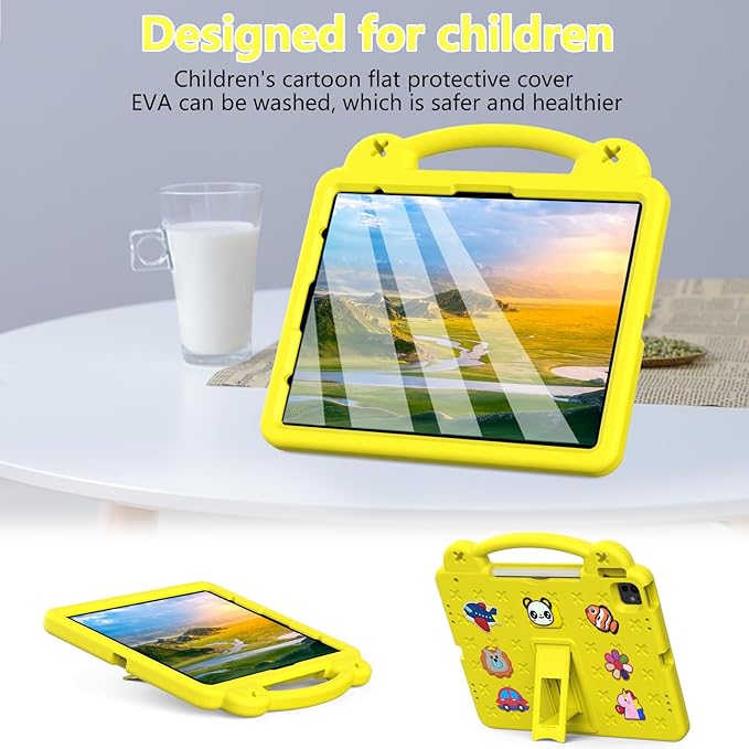 YRH Kids Case for iPad Air 13-in. M4/M3/M2 (2026/2025/2024), for iPad Pro 13-in. M5/M4 (2026/2024), for iPad Pro 12.9-in., Yellow
