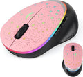 elec Space Bluetooth Wireless Mouse with Starry Sky RGB Backlight - Ergonomic Dual Mode Rechargeable Mouse, Type-C Charging - Perfect for Office, Gaming & Travel (Pink)