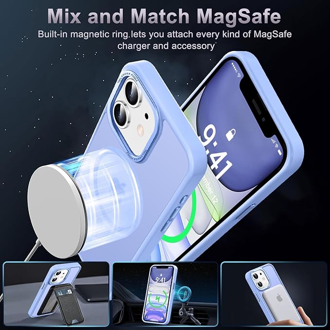 Newfuture Designed for iPhone 11 Case with Strong Magnetic [13 FT Military Drop Protection] [Compatible with Magsafe] Slim Translucent Matte Shockproof with Anti-Fingerprint Phone Case, Blue