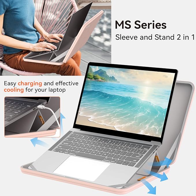 Smatree MS94 Hard EVA Protective Sleeve with Stand Compatible for 15.6 inch HP Victus Gaming Laptop 15z/15t/15, for 16 inch HP Envy 16-h1097nr/16-h1047nr/16t-h1000 Waterproof Sleeve, Pink