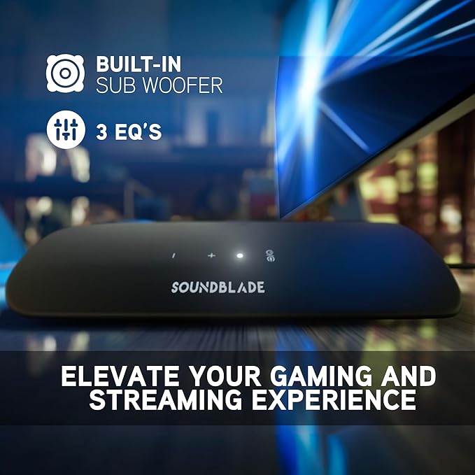 BlueAnt Soundblade Under-Monitor Soundbar, 120W 2.1 Channel Desktop Speaker with USB-C & Bluetooth 5.3 for PC, Mac, Gaming, Music and Streaming, Charcoal