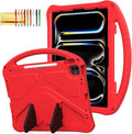 Kids Case for iPad Pro 13" M5 M4/Air 13" 2026 2025 2024, iPad Pro 12.9 2018-2022 Cover with Pencil Holder, Techcircle Lightweight Shockproof EVA Foam Handle Stand Anti-Slip Grip Rugged Case, Red