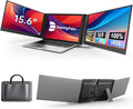 domyfan 15.6" Laptop Screen Extender, Triple Portable Monitor with Ultra-Thin FHD 1080P IPS Display for 13-17" Laptop, Plug & Play via HDMI/USB-A/Type-C, Compatible with Mac/Windows/Android