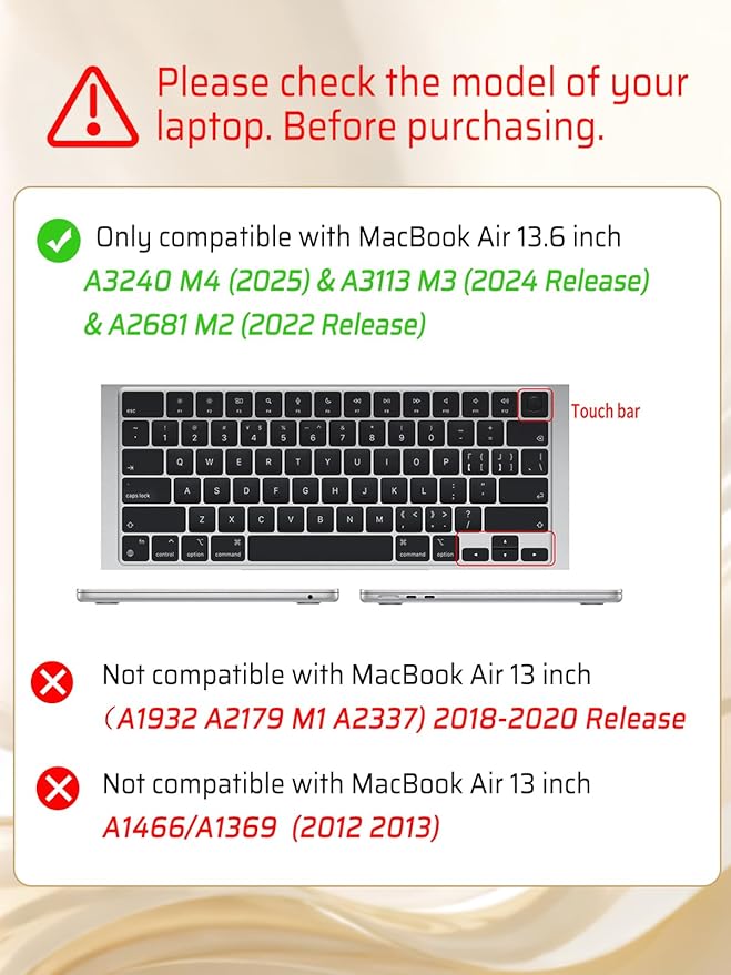 Seorsok Compatible with New MacBook Air 13.6 inch Case M5 M4 M3 M2 2026 2025-2022 Release A3449 A3240 A2681 A3113,Elegant Leather Plastic Hard Shell Case with Keyboard Cover,Khaki No Logo Cutout