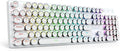 Redragon K710 Wireless Typewriter Mechanical Gaming Keyboard, Bluetooth/2.4Ghz/Wired, RGB LED Backlit, Blue Switch - Clicky, Rechargeable, Solid Metal Panel, Round Keycaps, White