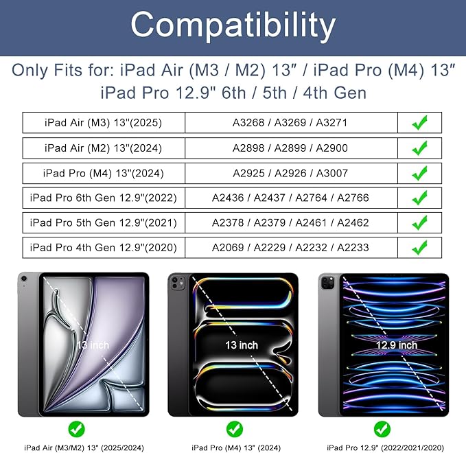 Soke Case for iPad Pro 13 Inch M5/M4 & iPad Air 13 Inch M4/M3/M2(2026/2025/2024), iPad Pro 12.9(2022 2021 2020,6th/5th/4th Gen), Rugged Shockproof Protective Cover - Hot Pink