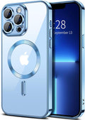 Hython Magnetic Clear for iPhone 13 Pro Max Case with Camera Lens Protector [Compatible with MagSafe] Plating Edge Slim Soft TPU Cover Protective Phone Case for iPhone 13 Pro Max 6.7", Light Blue