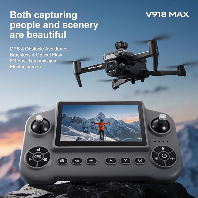 Drones with 8k Camera for adults 4k video,Drone with 4.5-inch LCD High-definition Large Display Screen Remote Control Quadcopter,3 Batteries, 5G HD Brushless GPS Drone Auto Return, Obstacle Avoidance 360 (Black)