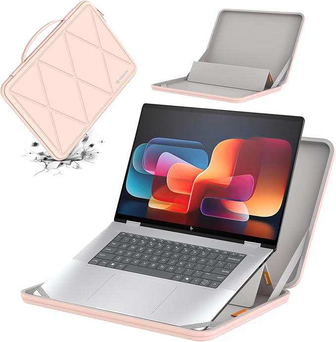 Smatree MS85T Hard EVA Protective Sleeve Case with Stand Compatible for 16 inch HP Envy x360 2-in-1 16t-ac000, for 15.6inch HP255 G9 Notebook PC/HP Laptop 15/15t, Laptop Cover with Stand, Pink