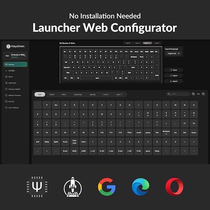 Keychron K4 96% Layout QMK Wireless and Wired Options Mechanical Keyboard, White Backlight Super Red Switch, Paired with Shine-Through Double-Shot PBT Keycaps for Mac Windows-Version 3