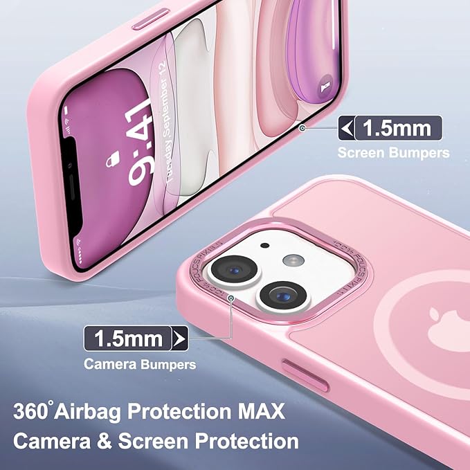 Newfuture Designed for iPhone 11 Case with Strong Magnetic [13 FT Military Drop Protection] [Compatible with Magsafe] Slim Translucent Matte Shockproof with Anti-Fingerprint Phone Case, Chalk Pink
