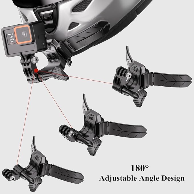 Kewig Universal Motorcycle Helmet Chin Camera Mount with Bendable Mounting Base & Strong Adhesive Pads, Quick-Release Design, Angle Adjustable, Compatible with DJI OSMO/Insta360 Action Camera