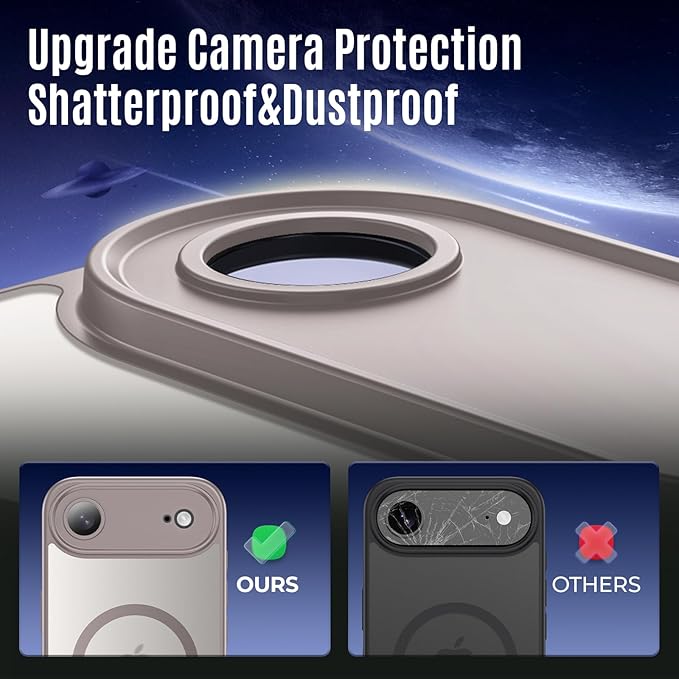 Symcele Designed for iPhone Air Case, Compatible with MagSafe, [Camera Protection] [15FT Military Drop Protection] Shockproof Translucent Matte Anti-Slip Thin Slim Phone Case, 6.5", Natural Titanium