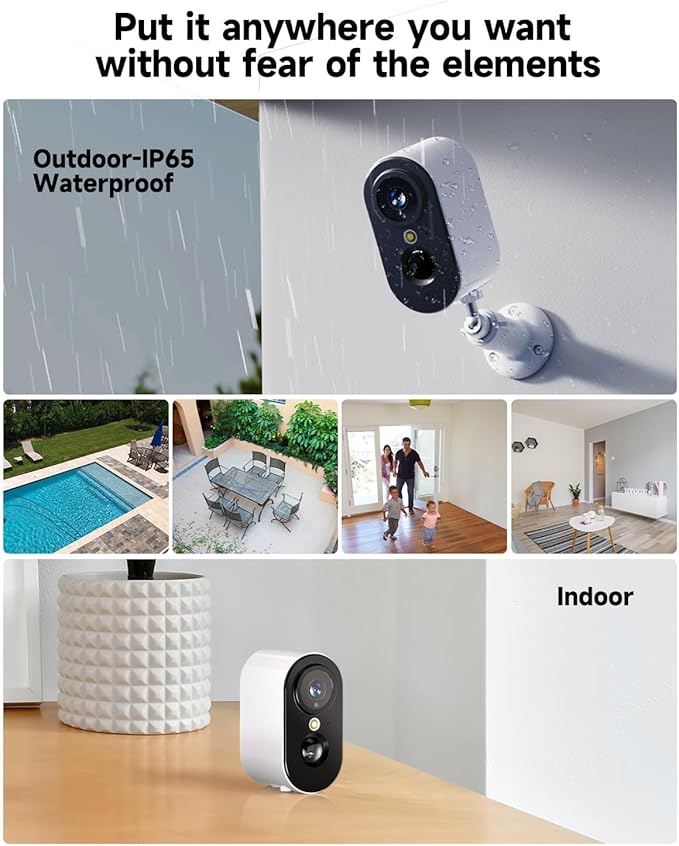 LIWAN Security Cameras Wireless Outdoor Indoor, 2.4GHZ WiFi Security Camera for Home Security, 2K HD Color Night Vision Battery Powered, Motion Detection, 2-Way Talk, 4-Pack