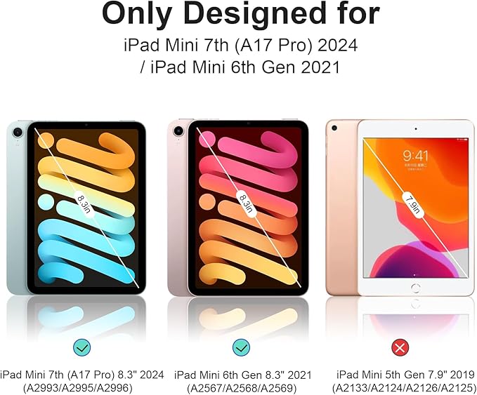 Case for iPad mini 7 (A17 Pro), Slim Smart Trifold Stand for iPad mini 7th/6th Generation 8.3 Inch 2024/2021, Hard PC Translucent Frosted Back Shell Case with Auto Wake/Sleep, White