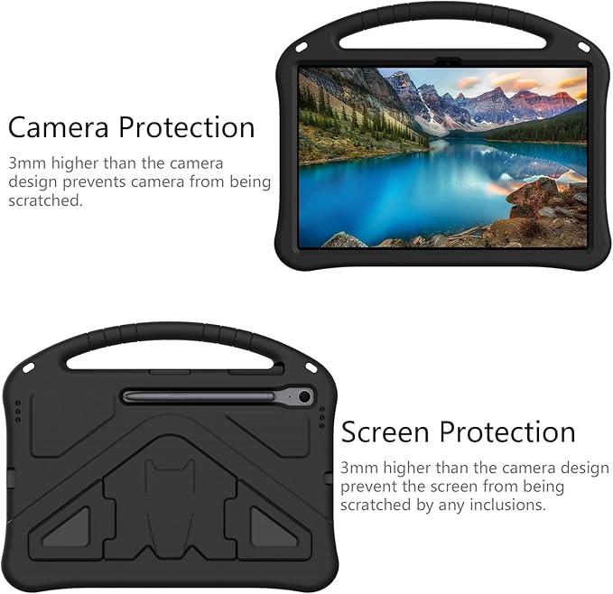 Kids Case for Samsung Galaxy Tab S10 FE+ (Plus) 13.1" 2025, Techcircle Light Weight Shock Proof EVA Foam Handle Rugged Stand Protective Cover, Black