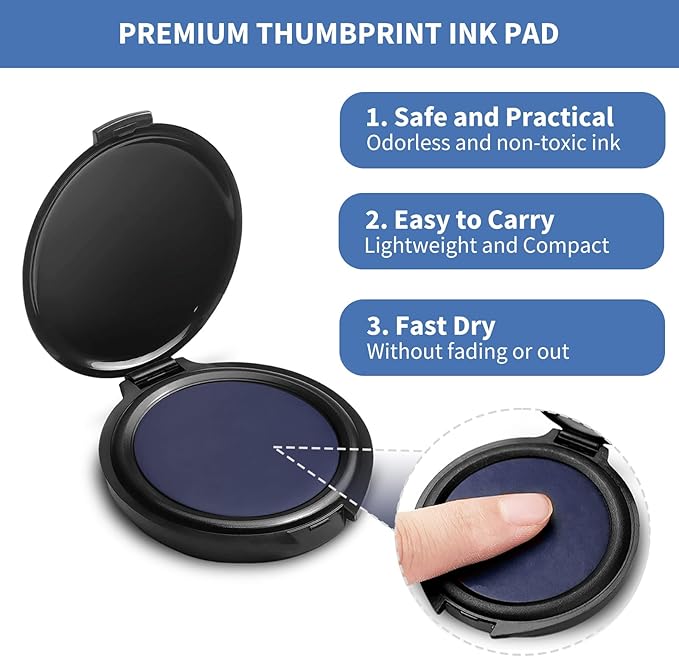 SAYEEC Fingerprint Ink Pad Thumbprint Ink Pad for Office Notary Supplies Identification Security ID Fingerprint Cards Law Enforcement Fingerprint Kit Thumb Print Ink Pad Stamp Pad (Blue-2 Pack)