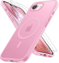 Miracase for iPhone 16e case & iPhone 17e Case for MagSafe [with 2×9H+ Screen Protectors] TOP Military-Grade Protection Shockproof with Velvet Touch for iPhone 16e/17e Phone Case 6.1", Matte Pink