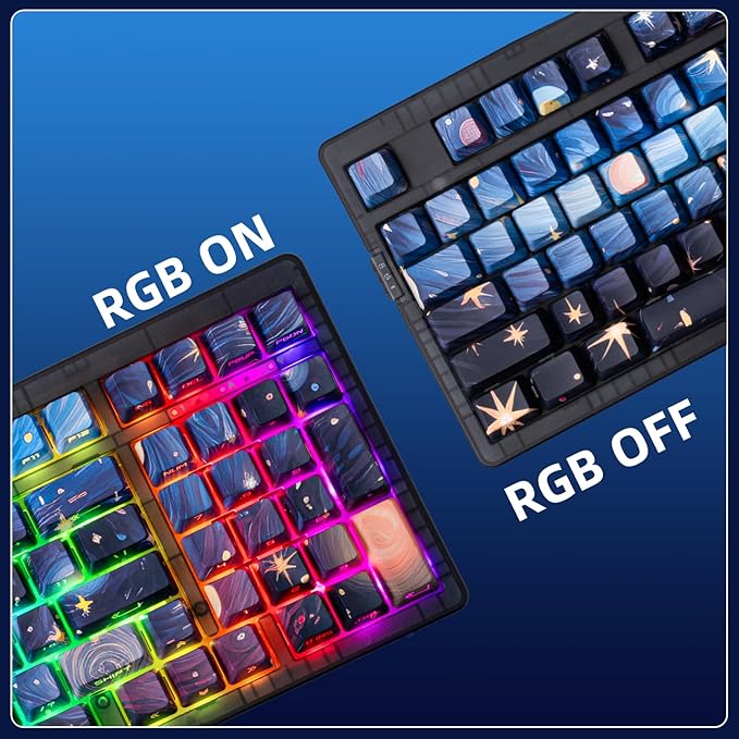 ZORNHER ZH980 Mechanical Keyboard,95% Blue Creamy Keyboard with Number Pad,Van Gogh's Starry Night Dye Sublimation PBT Keycaps,Pre-lubed Clicky Switches,Hot-Swappable