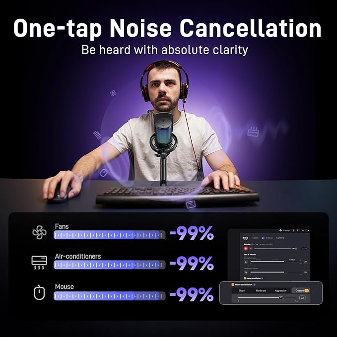 MAONO Wireless/USB Microphone for PC, Condenser Gaming Mic with Software AI Voice Change,3-Level Noise Cancellation,Custom RGB, for Streaming Recording Podcast PS5 PS4 Twitch YouTube, DM40 Pro