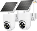 Oculview 2K Solar Security Cameras Wireless Outdoor, 2PCS Outdoor Camera Wireless with 360° View, Cameras for Home Security with Color Night Vision, Only Support 2.4GHz Wi-Fi
