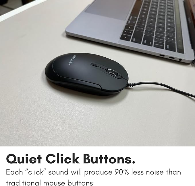Macally Wired USB C Mouse for Mac and PC - Slim, Quiet, and Reliable - 4 DPI Mode Type C for Laptop, MacBook Pro/Air, iMac - Wired Mice USBC